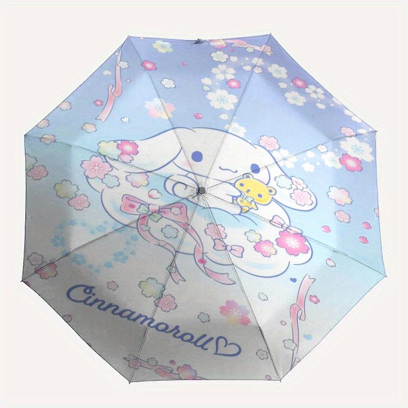 Clouds Cinnamoroll Cartoon Umbrella, Portable 3-Fold Compact Umbrella, Suitable for Camping, Hiking and Travel, Ideal Easter Birthday Gift for Family