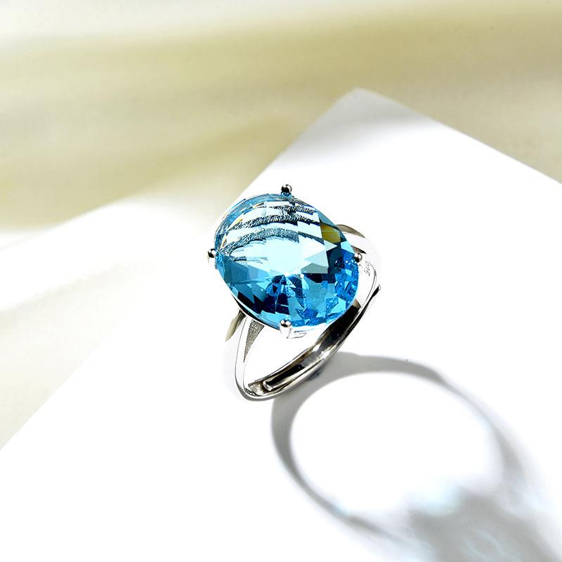 S925 Серебро Инкрустация Драгоценными Камнями Темперамент Простой Женский Комплект Ювелирных Изделий Цвет Серьги С Кристаллами Кольцо Ожерелье Ювелирные Изделия