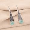 Natural Aqua Chalcedony Gemstone 925 Solid Silver Jewelry Handmade Earrings 1.9" EE-165-19