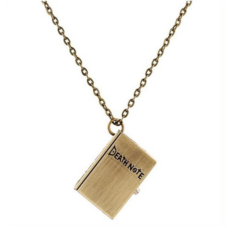 Anime Death Note Shape Black Suqare Quartz Pocket Watch