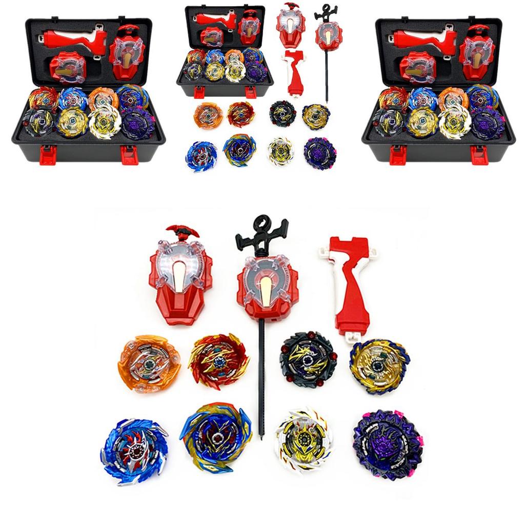 Набор из 8 гироскопов Beyblade Burst Super King с искрящимся пусковым устройством и коробкой для хранения