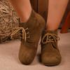 Модные осенние новые плоские хлопковые ботинки женские модные с круглым носком замшевые на шнуровке спереди шерстяные теплые нескользящие износостойкие ботильоны
