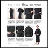 Yukata EMU Set Obi Yukata Navy Shijira Weave Cotton [Sweet Mummy] Men's Men's 3-piece One-Touch Men's [Black/L]