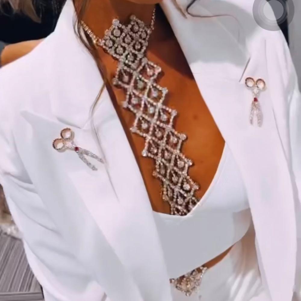 Stonefans Long Neck Tie Necklace Woman Rhinestone Fashion 2022 Collarbone Choker Necklace Vintage Luxury for Girl Bohemian Gifts