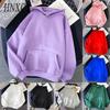Autumn Winter Long Sleeve Women's Blank Solid Color Hooded Sweatshirt  Hoodies