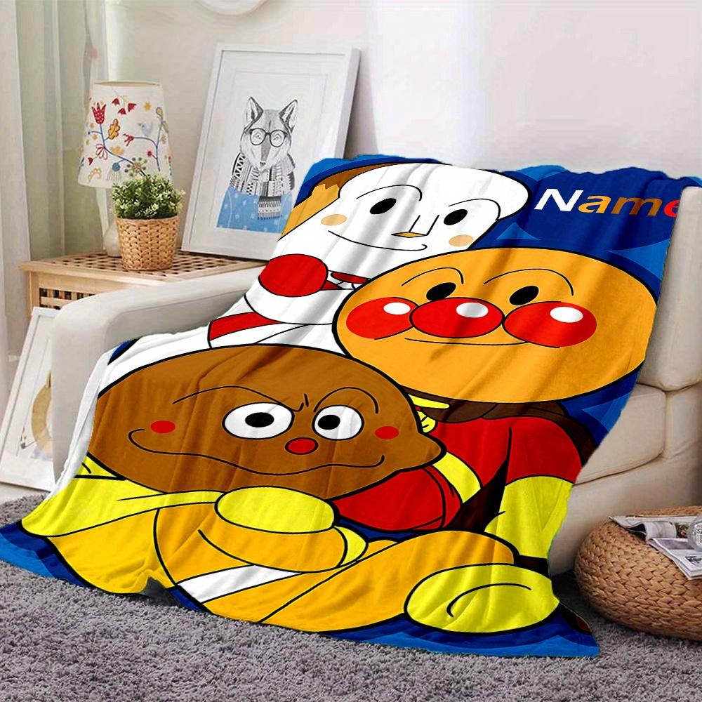 Anpanman Bread Man Blanket Soft And Cozy Custom Name Gift For All Holidays Home Decor Office Nap Outdoor Holiday Gift Playful Design Polyester Blanket