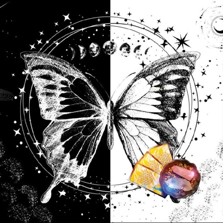 Tapestry Butterfly Moon Phases Tablecloth Bedroom Decorative Background Cloth