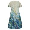 Women's Summer Casual Floral Print Button V Neck Short Sleeve Cotton Linen Dress