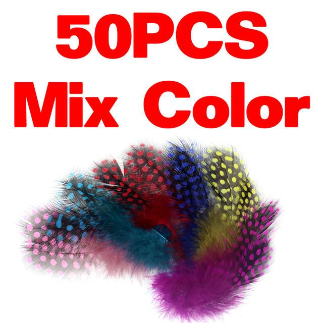 50pcs/Pack Colored Guinea Feather for Fly Tying Dotted Hackle Collars Tailing Wingcases and Cheeks Tube Fly Tying Material