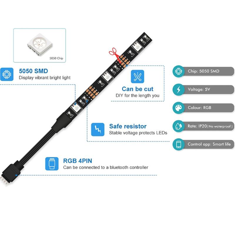 10M Светодиодная лента Rgb Светодиодная лента USB Bluetooth 5V 5050SMD Гибкая светодиодная лента для спальни Подсветка экрана дисплея Атмосфера неоновый свет
