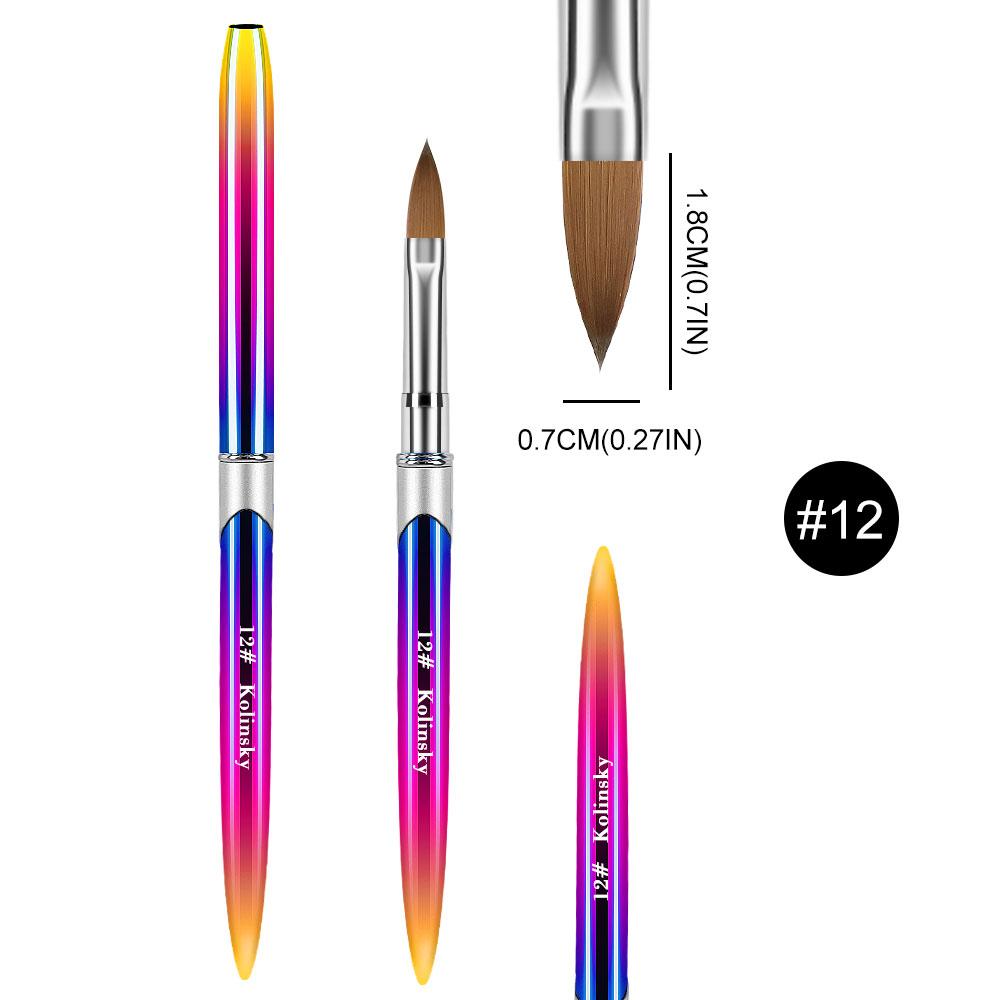 Кисть для маникюра Kolinsky, гелевая кисть для дизайна ногтей, 3D акриловая жидкая пудра, гелевая кисть для резьбы, подводка, ручка для рисования