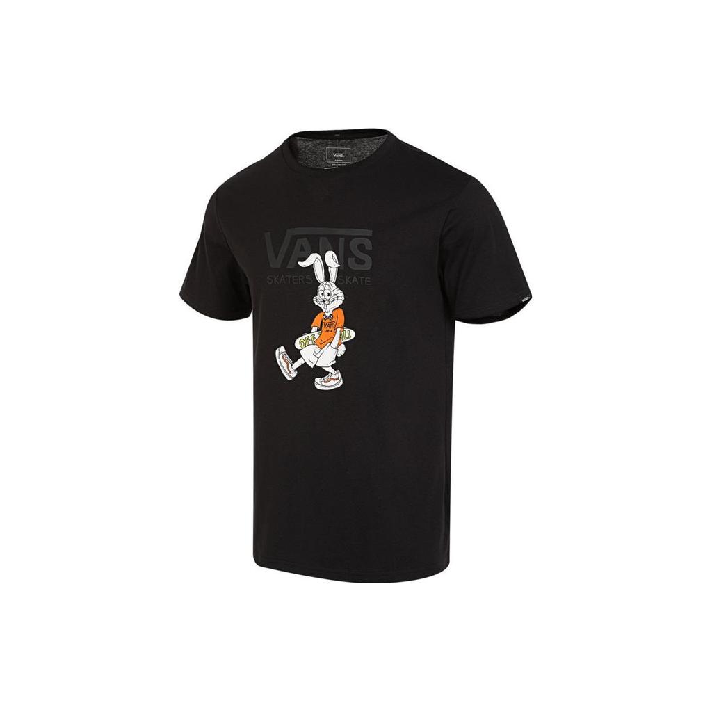 Vans Cartoon Bunny Print Crew Neck T-Shirt Men Tops Black VN000FRKBLK