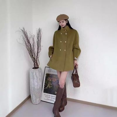 Новое осенне-зимнее двухстороннее шерстяное пальто в стиле Хепберн, корейский стиль, высококачественное свободное шерстяное пальто для невысоких людей