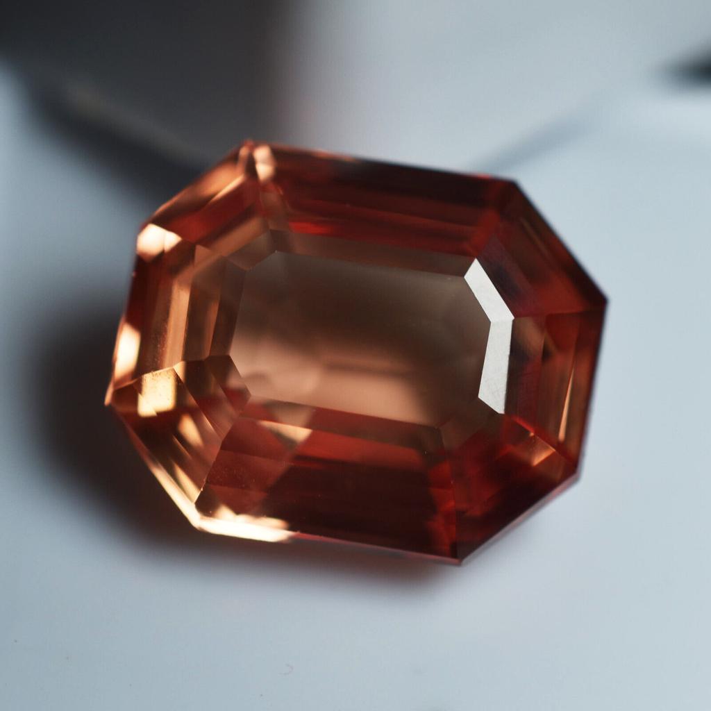 8.56 Ct Padparadscha Sapphire Natural Emerald Cut Certified Beautiful Gemstone