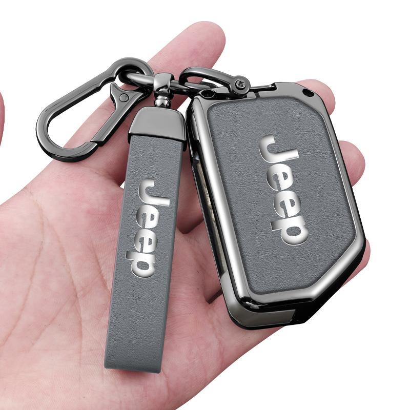 Metal Leather 2 3 4 Buttons Car Flip Key Case Cover For Jeep Gladiator JT Sahara JLU Wrangler JL Rubicon 2018 2019 Accessories