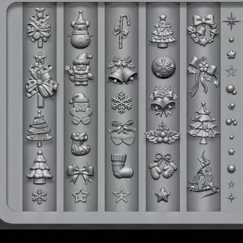 3D Барочный Ангел Бабочка Рождественская Елка Снеговик Форма для Ногтей DIY Украшения для Нейл-арта Силиконовая Форма для Лепки Маникюрный Шаблон