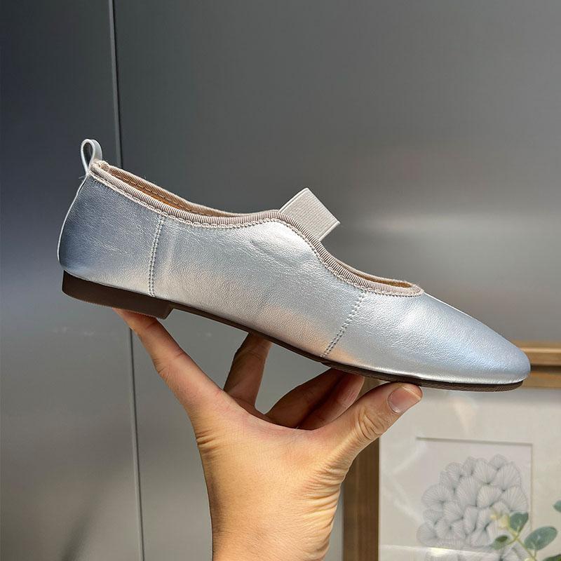 Мода Мода Эластичная лента Женские балетки Мэри Джейн Обувь Мягкая женская обувь с мелким вырезом Круглый носок Женские балетки Обувь слипоны леди
