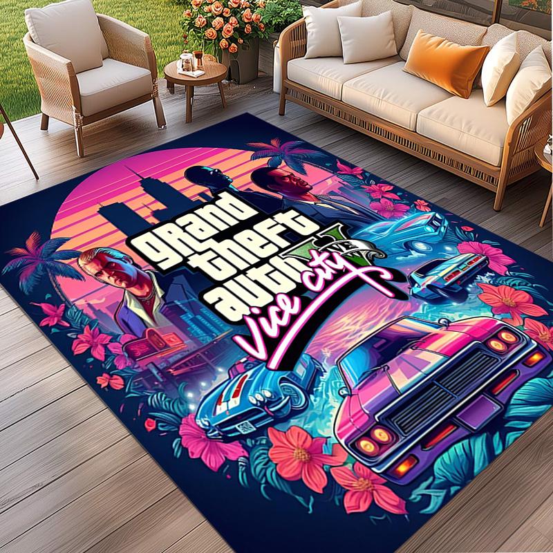 Grand Theft Auto VI Print Rug, Washable Floor Carpet, For Entryway Dorm Laundry Room Office Study, Home Decor Birthday Christmas Gift