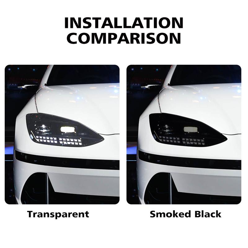 For Hyundai IONIQ 6 -2026 High-Gloss Smoke Black Pre-Cut TPU Headlight Protection Film PPF Kit Anti-Scratch Vinyl Wrap Cover