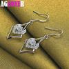 925 Sterling Silver AAA Zircon Heart Drop Earrings Charm Jewelry