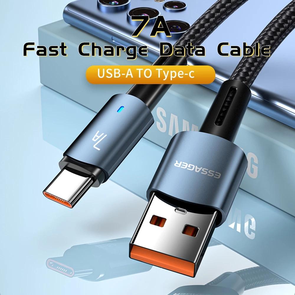 Essager 7A Кабель USB C 100 Вт Кабель USB Type C Кабель для быстрой зарядки Тип C для Huawei P40 Pro Honor 70 Pro Шнур для быстрой зарядки данных