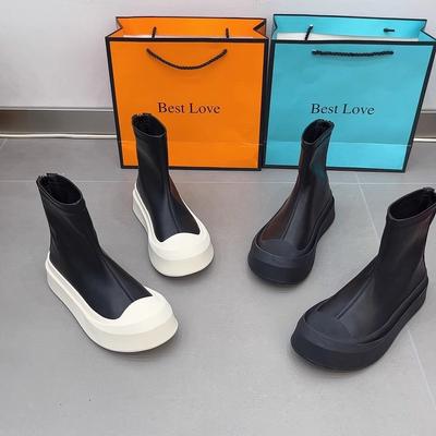 Новая платформа Женские ботильоны Высокое качество Мягкая кожа Осень Зима Женские Толстая подошва Повседневная обувь Женские ботильоны