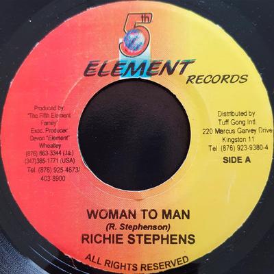 7-дюймовая пластинка RICHIE STEPHENS - Woman To Man НЕТ 5th Element Rec Ямайка Регги, Ска и Даб Б/У