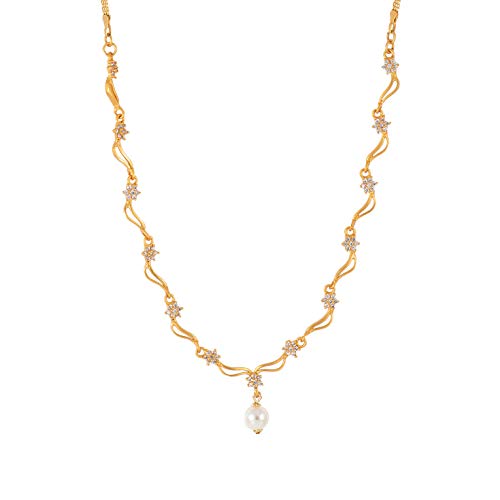 Комплект дизайнерских украшений Estele с позолотой CZ Star Wave и жемчугом для женщин