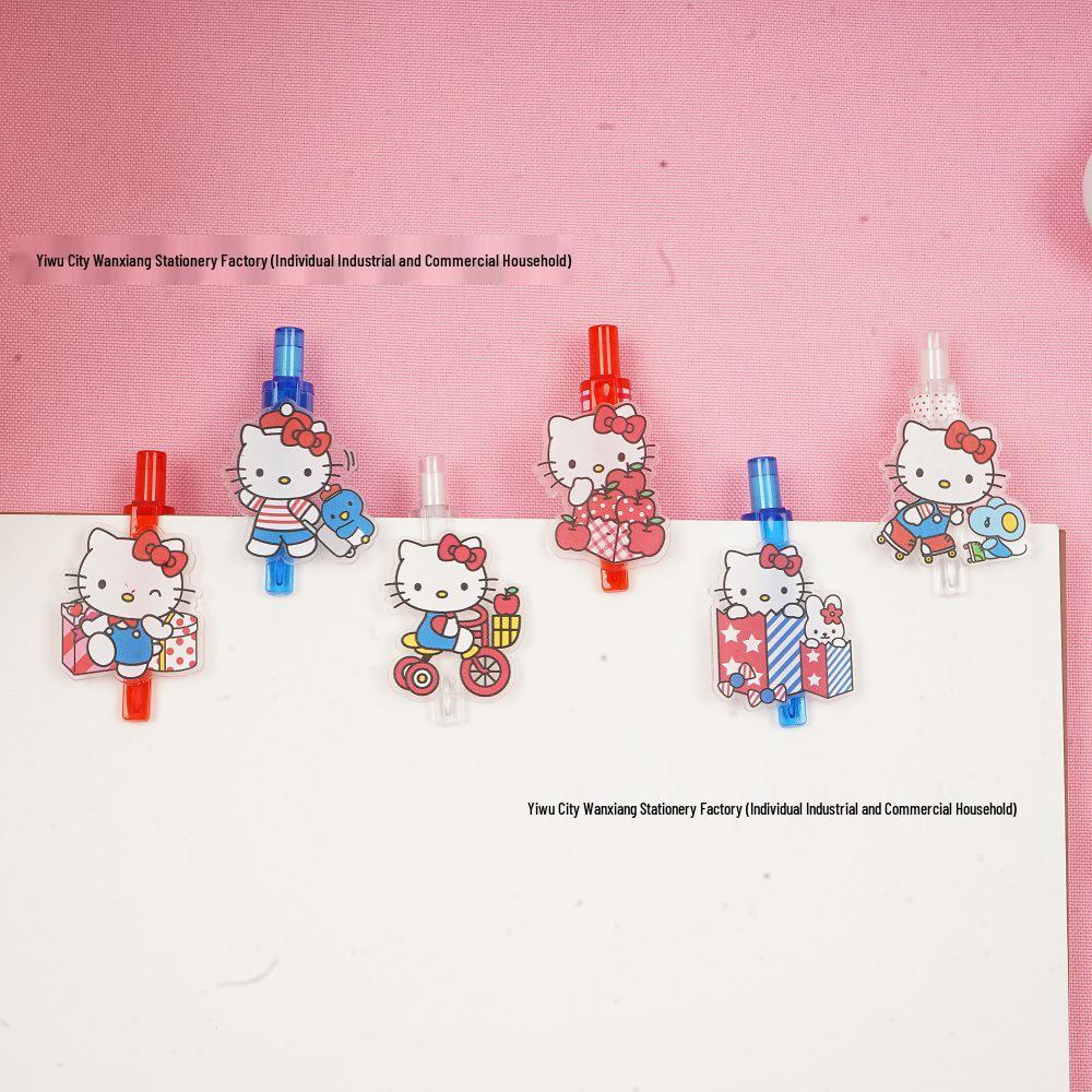 Акриловая ручка-стикер Hello Kitty с быстрым высыханием: Гладкая шариковая ручка-клик для студентов