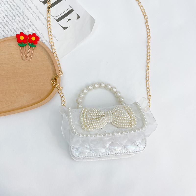 Charming Mini Pearl Chain Handbag For Girls In Various Colors Cute Lace Design