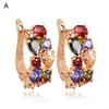 Women Multicolor Drop Hook Round Dangle Cubic Zirconia Earrings MIT