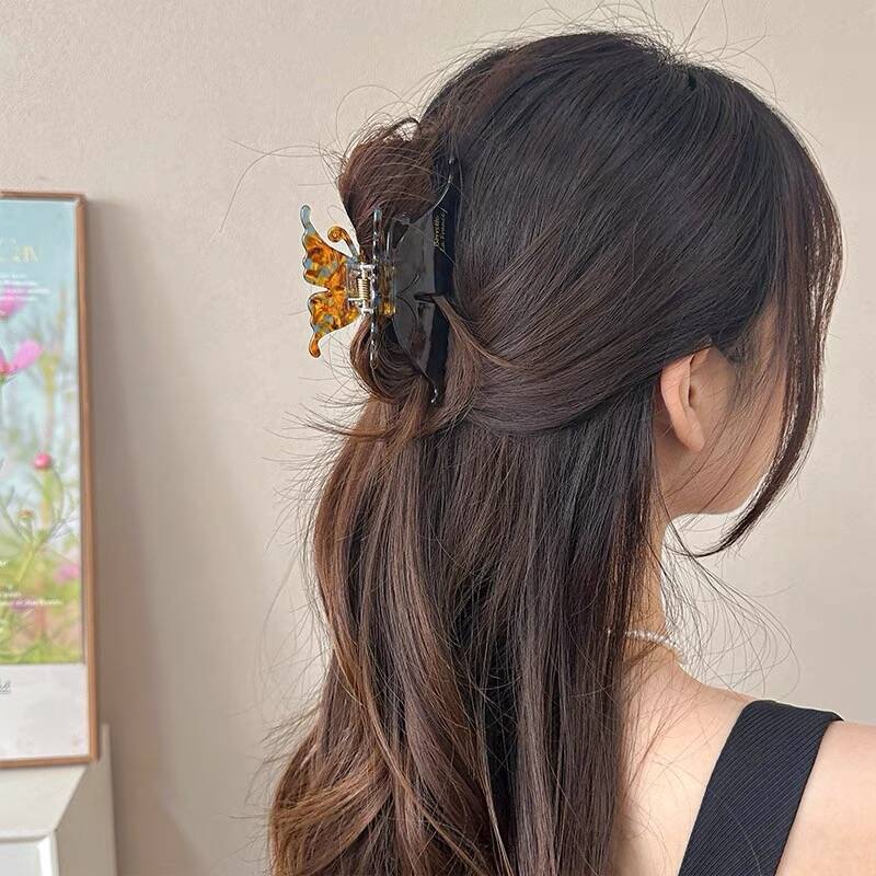 Изысканные ацетатные заколки для волос Элегантные заколки-бабочки Заколки-акулы для волос Барретты для женщин Корейский дизайн Аксессуары для волос Головные уборы Подарок