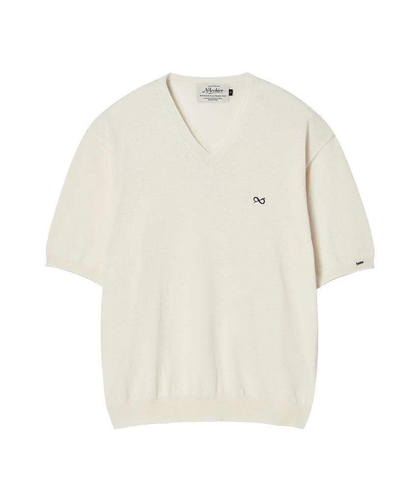 BEYOND CLOSET [Collection Line] Soft Breeze V-Neck Short Sleeve Knit Ivory