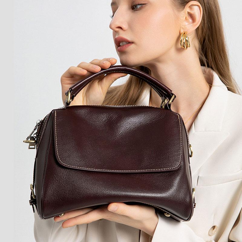 Genuine Leather Women's Bag Vintage Luxury Designer Women Shoulder Bag  Cowhide Handbags Versatile Crossbody Bags