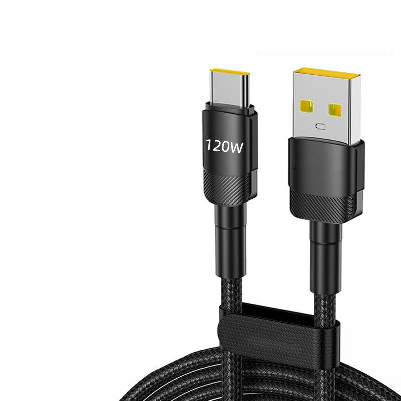 120W Braided Type-C Fast Charge Cable for Apple 15/16, Huawei, Vivo