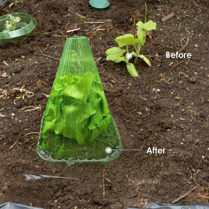 10Pcs Growth Box Planting Tent Reusable Square Use Plant Clock Cover To Protect Plants From Bird Frost and Snail Damage Green