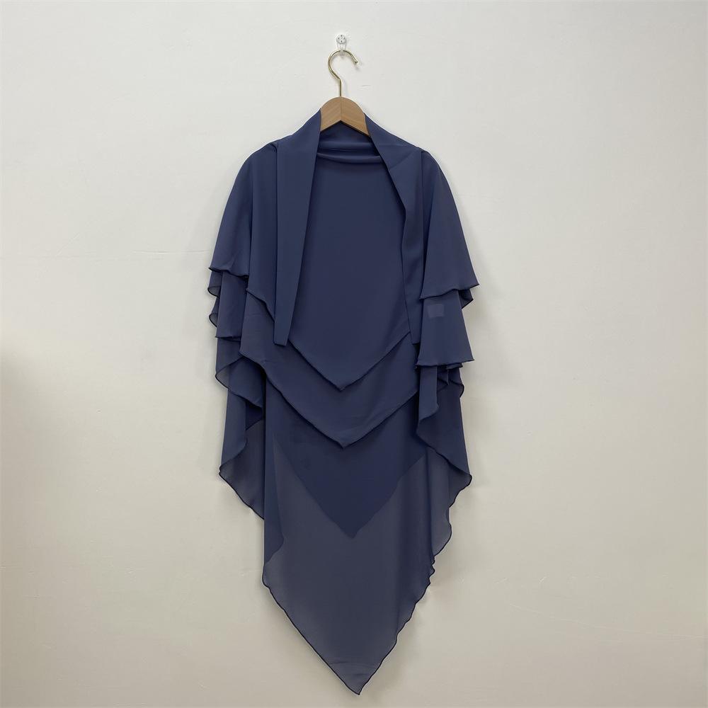 Однотонный двухслойный шифоновый платок на голову — стиль Ближнего Востока, Дубая, Турции. (Большой, 2305)