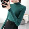 Осенний свитер-пуловер с высоким воротником для женщин, облегающий крой, длинный рукав, базовый женский трикотажный свитер, элегантный однотонный, модный, зимний трикотаж, джемперы 25274