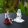 2 шт. Статуэтка сестер-скелетов из смолы, фигурка девочки-скелета, жуткое украшение для рабочего стола на Хэллоуин для дома с привидениями, декора для дома и сада