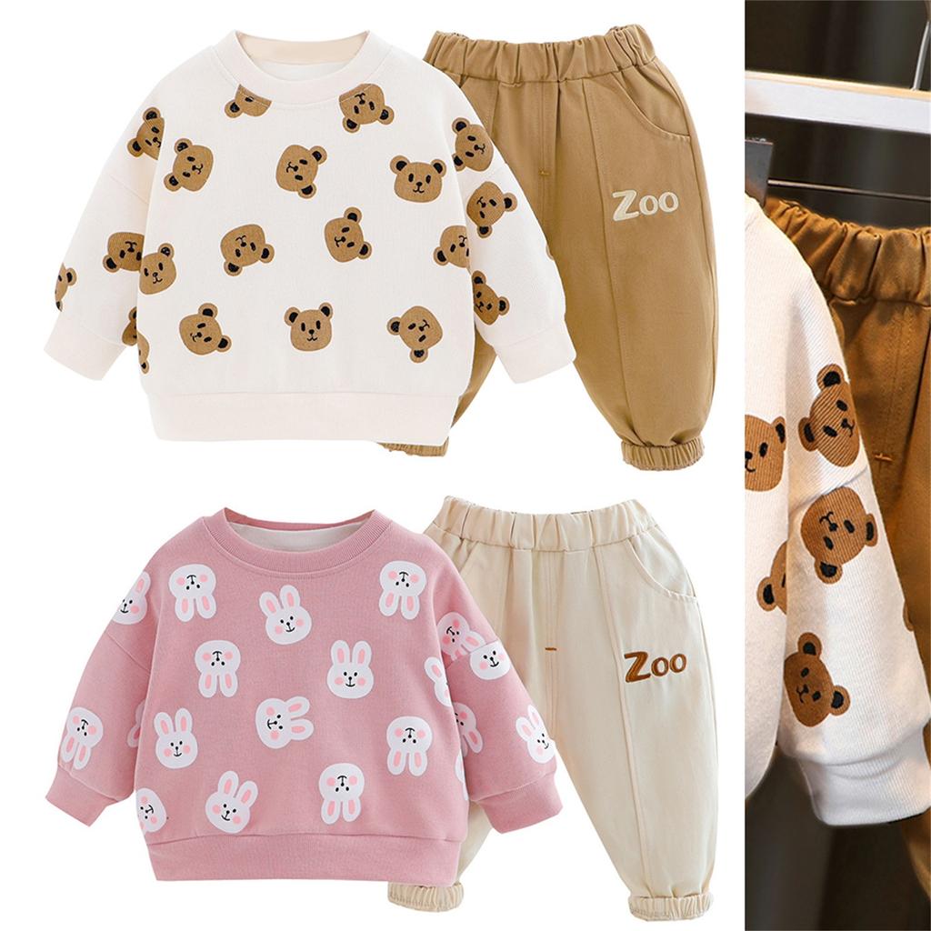 Симпатичные топы с принтом + штаны для маленьких мальчиков и девочек, пижамный спортивный костюм, комплект одежды