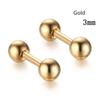 Unisex Round Studs Gold Barbell Women Fashion Jewelry Stainless Steel Ball Earrings Stud Earrings
