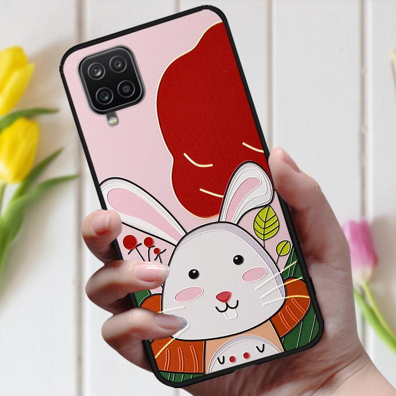 3D рельефный чехол с цветами для Samsung M32, милый рельефный чехол для Samsung Galaxy A22 4G 5G A 22 M12, чехол для телефона Galaxy M32 A12