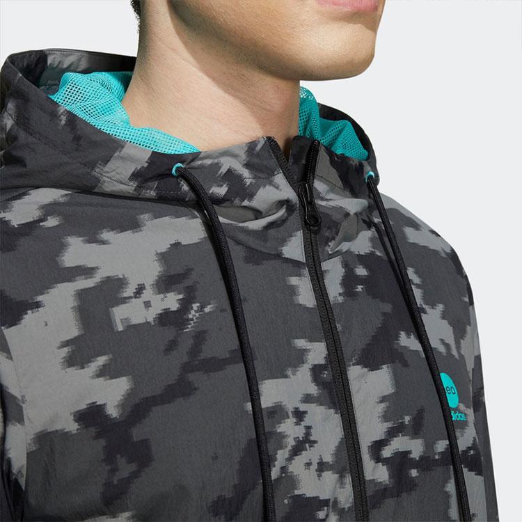 adidas Нео камуфляжная тканая спортивная повседневная куртка в полоску с буквенным принтом, мужские куртки черного цвета HC9707