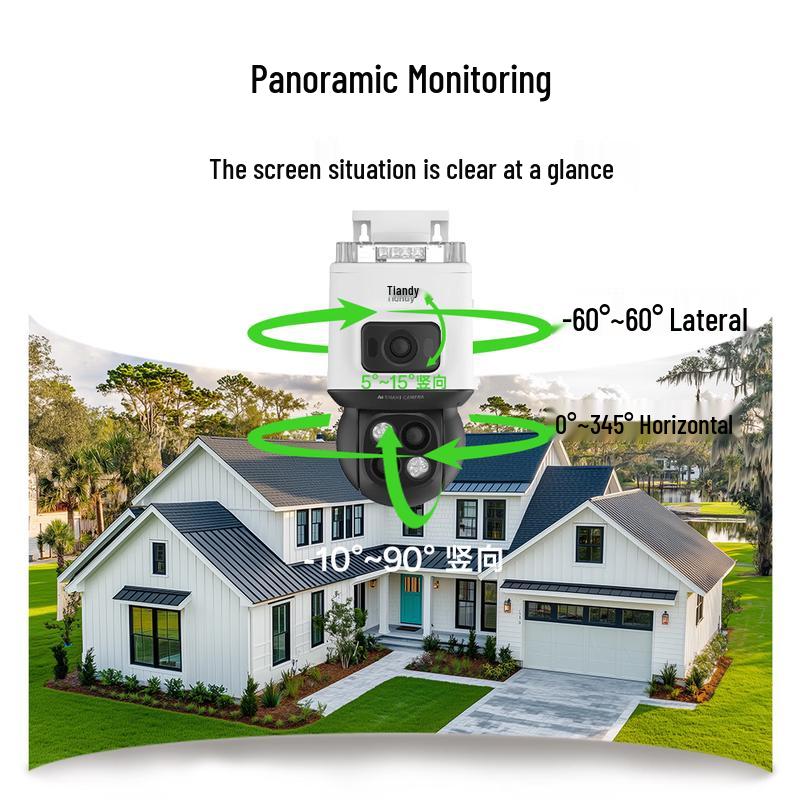 Tiandy Outdoor 4G Triple-Lens AI PTZ Security Camera CN plug (adapter included)
