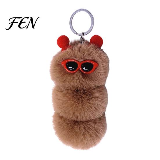 Soft Plush Keychain Sunglasses Caterpillar Keychain, Stuffed Keyring Pendant for Bags & Car Keys, Decorative Backpack Purse Accessory