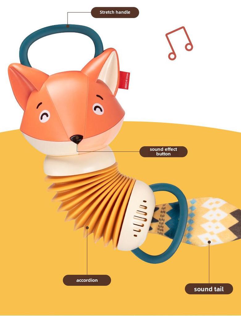 Baby Fox Accordion Rattle Toy for Strollers - Early Education
