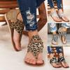 Fashion Outdoor 1 Pair Back Zipper Flats Heel Open Toe Beach Sandals Leopard Patchwork Clip-Toe Women Shoes Walking Shoes