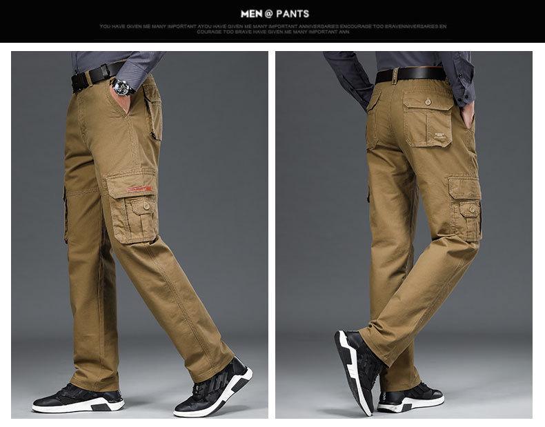 Мужские свободные прямые брюки с несколькими карманами для активного отдыха на открытом воздухе с толстым бархатом