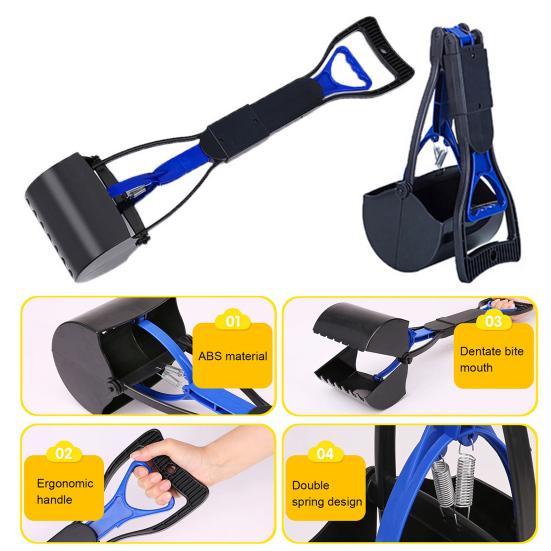 24-дюймовый складной совок для сбора отходов домашних животных для собак и кошек, высокопрочный захват для собачьих какашек с длинной ручкой для дворовой травы и гравия