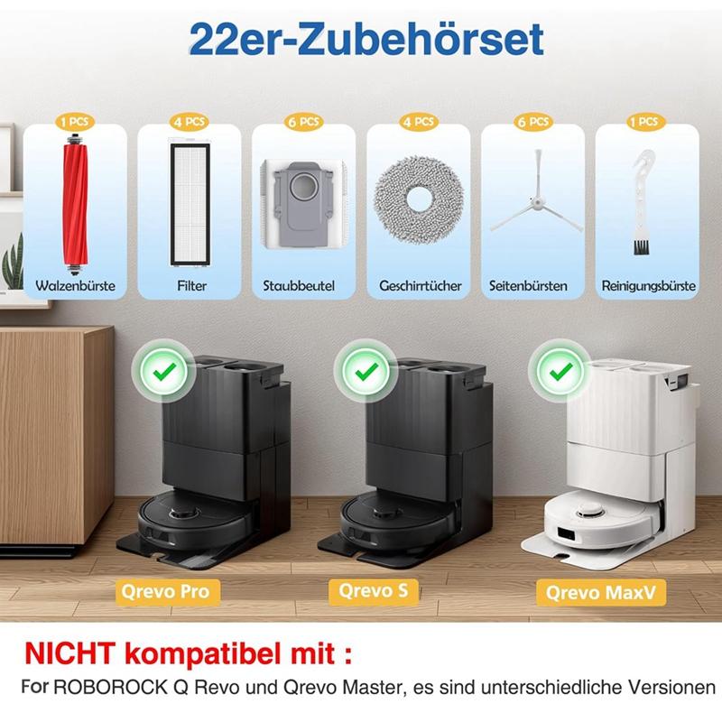 Для Roborock Qrevo S/Qrevo Pro/Qrevo Max V Основная Боковая Щетка Hepa Фильтр Ткань для Швабры Пылесборники Запасные Части